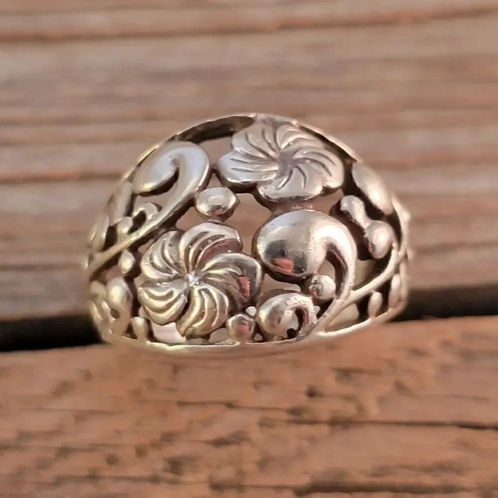 Sterling Open Flourish Flower Openwork Ring